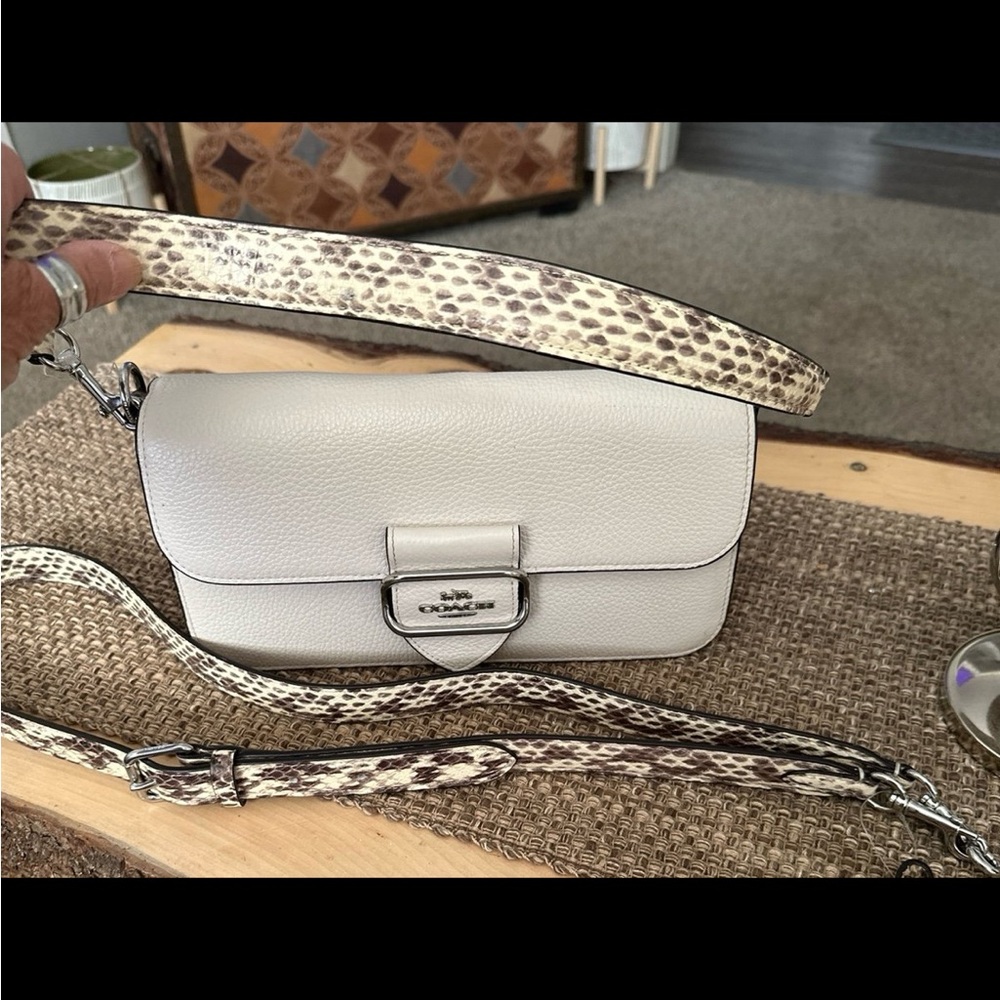 Coach Cream Crossbody Bag with Snake Print Strap